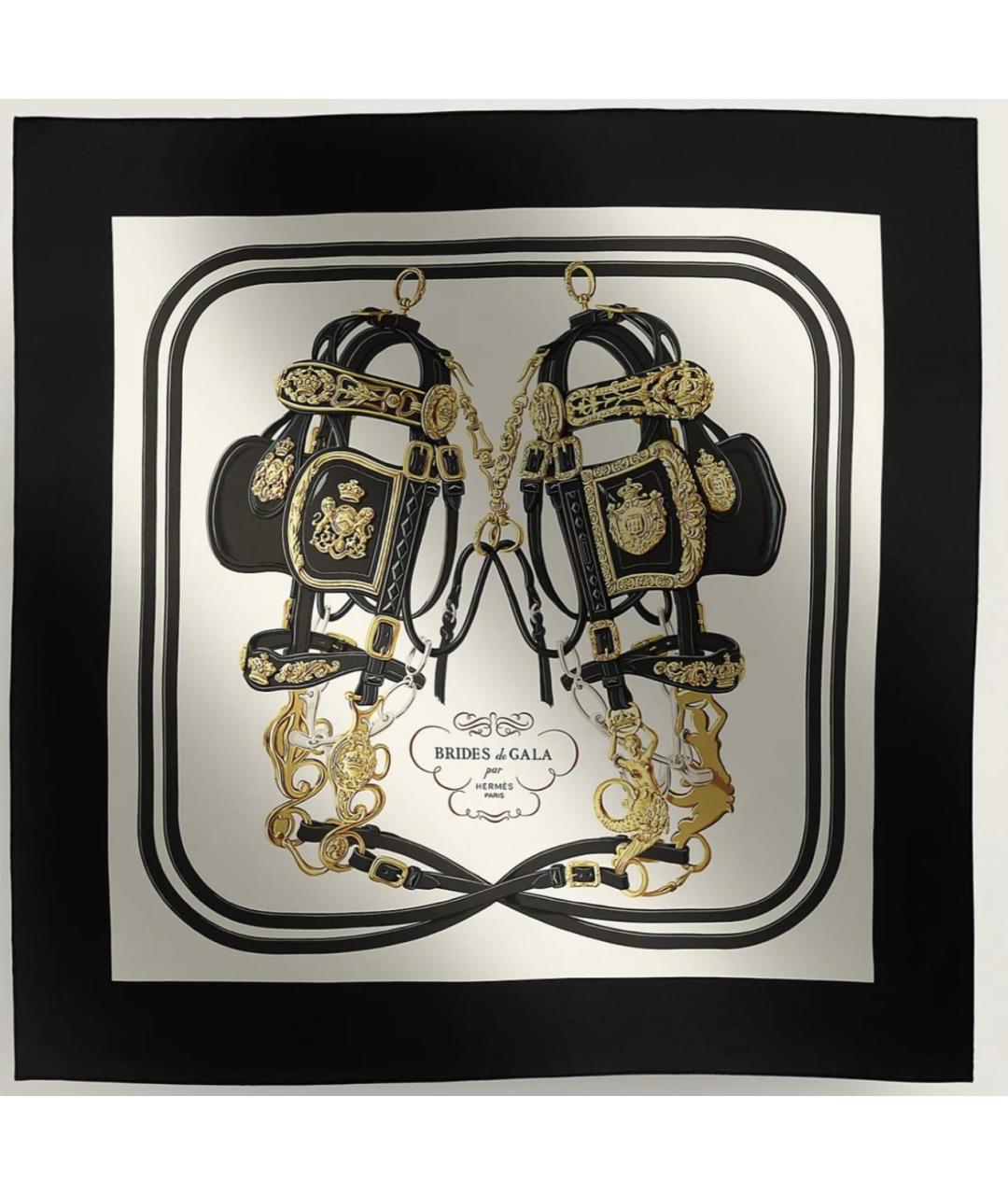 HERMES Черный шелковый платок, фото 3