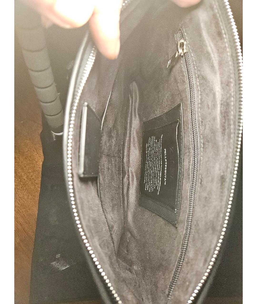 ZEGNA Черная кожаная барсетка, фото 4