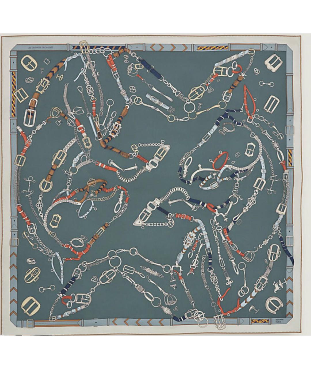 HERMES Серый шелковый платок, фото 3