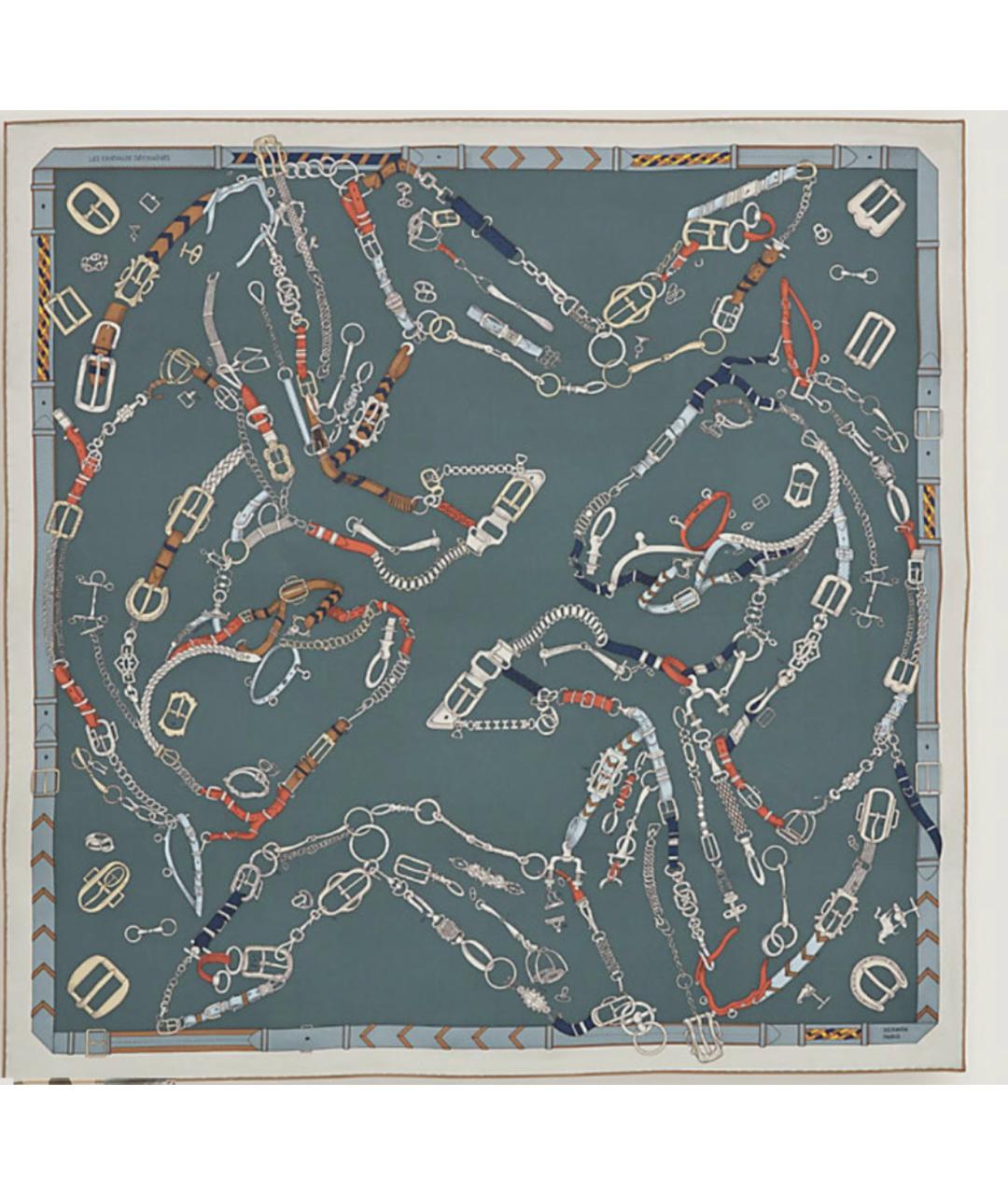 HERMES Серый шелковый платок, фото 2