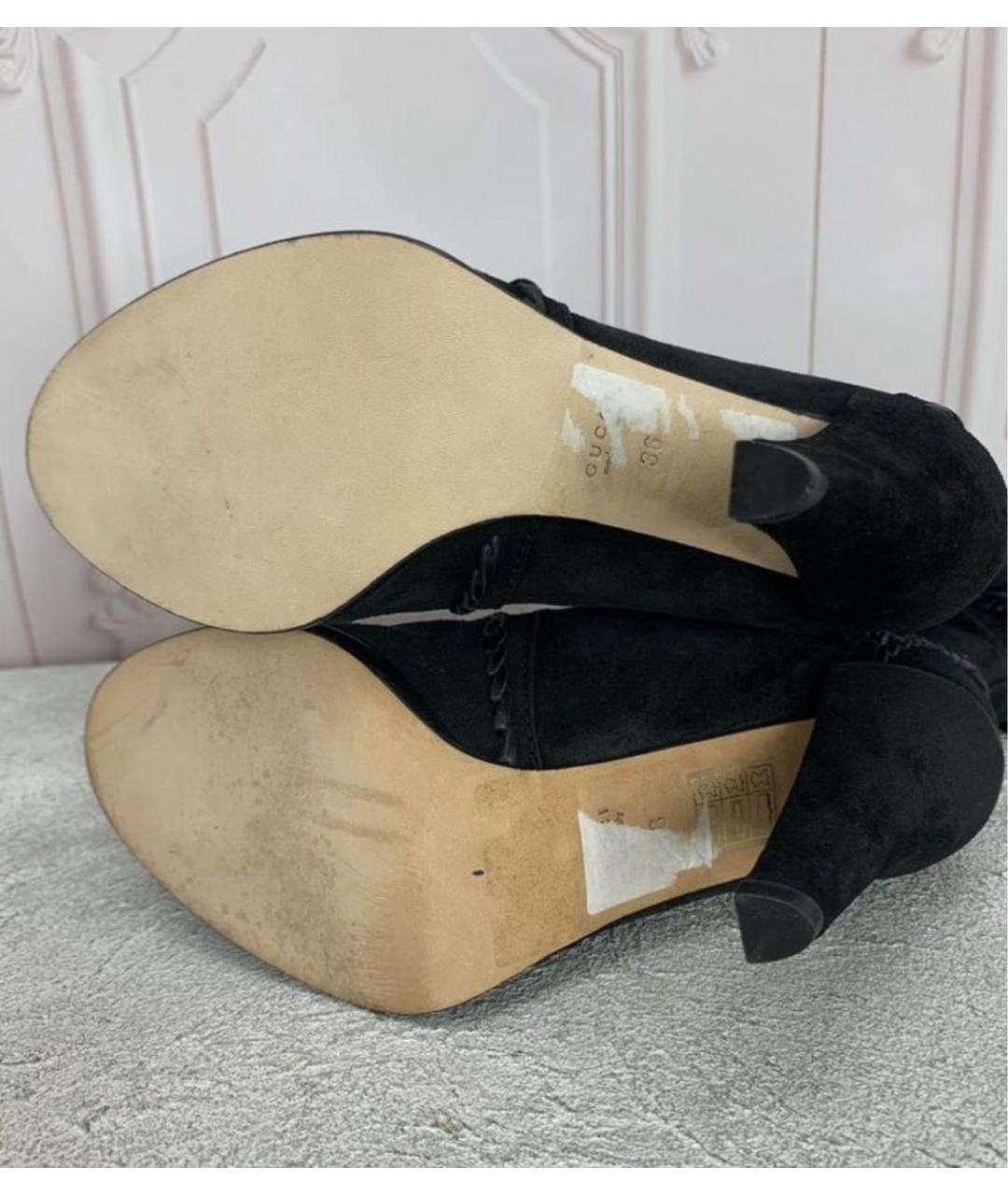 GUCCI Черные замшевые сапоги, фото 7