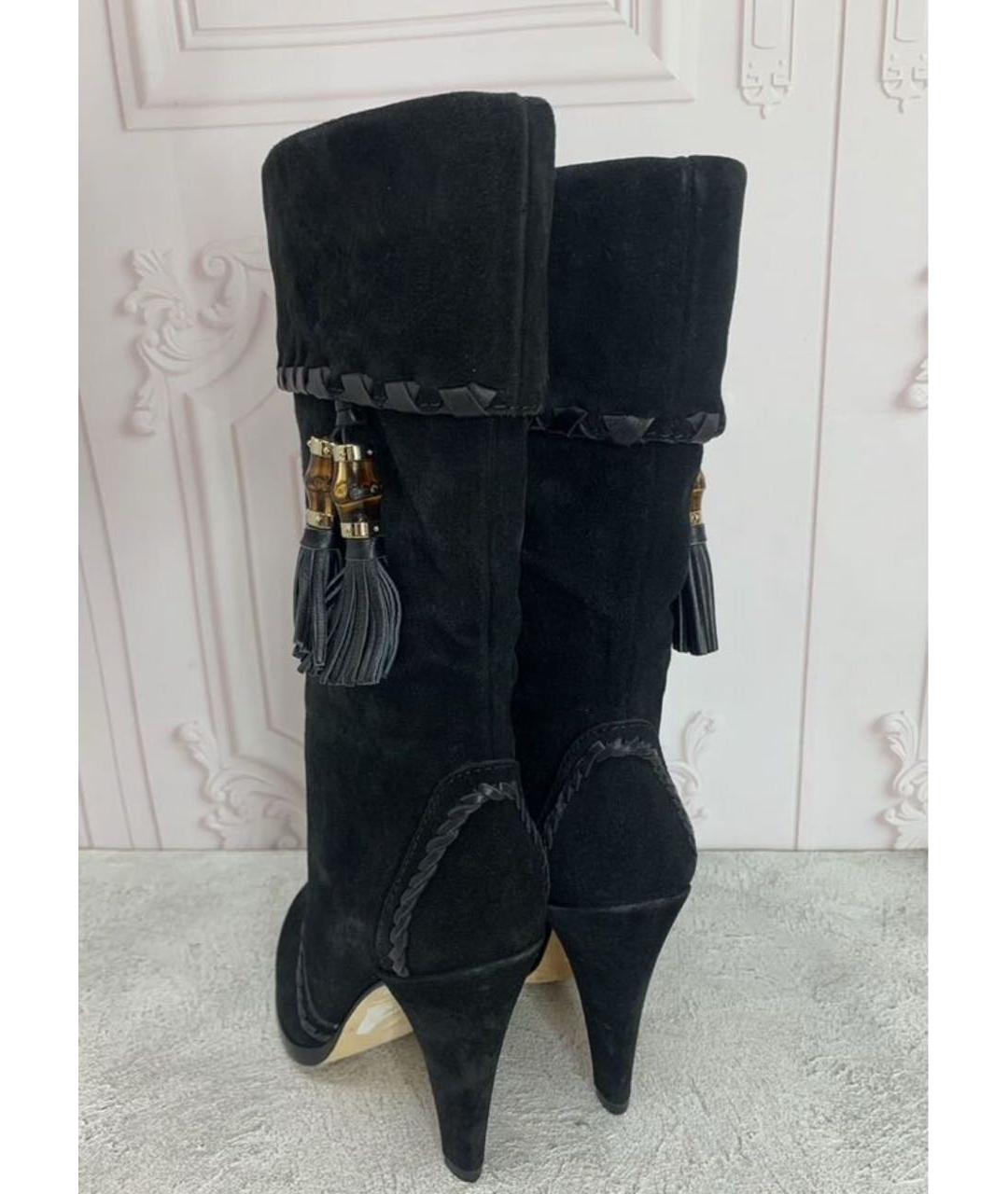 GUCCI Черные замшевые сапоги, фото 4