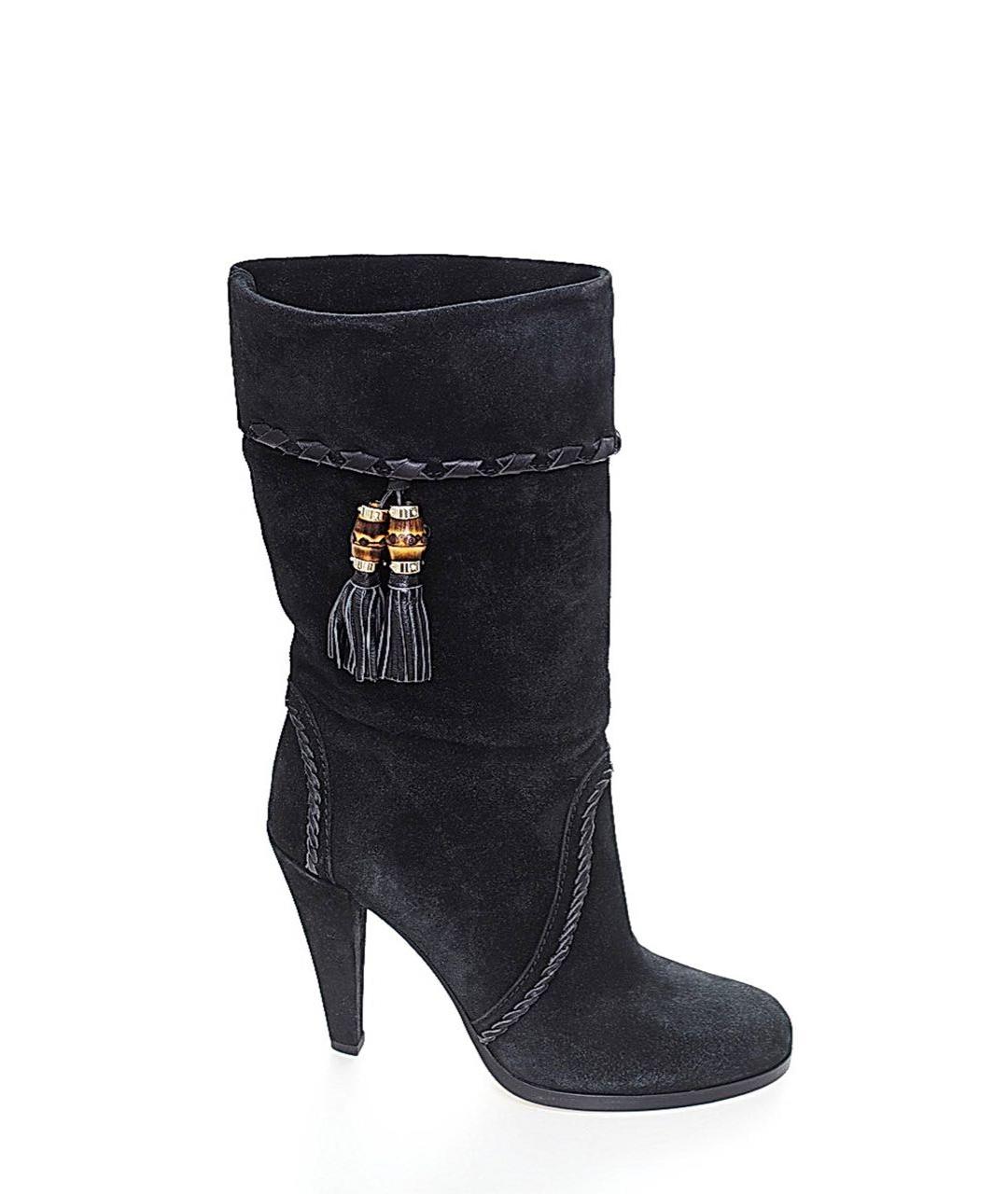 GUCCI Черные замшевые сапоги, фото 1