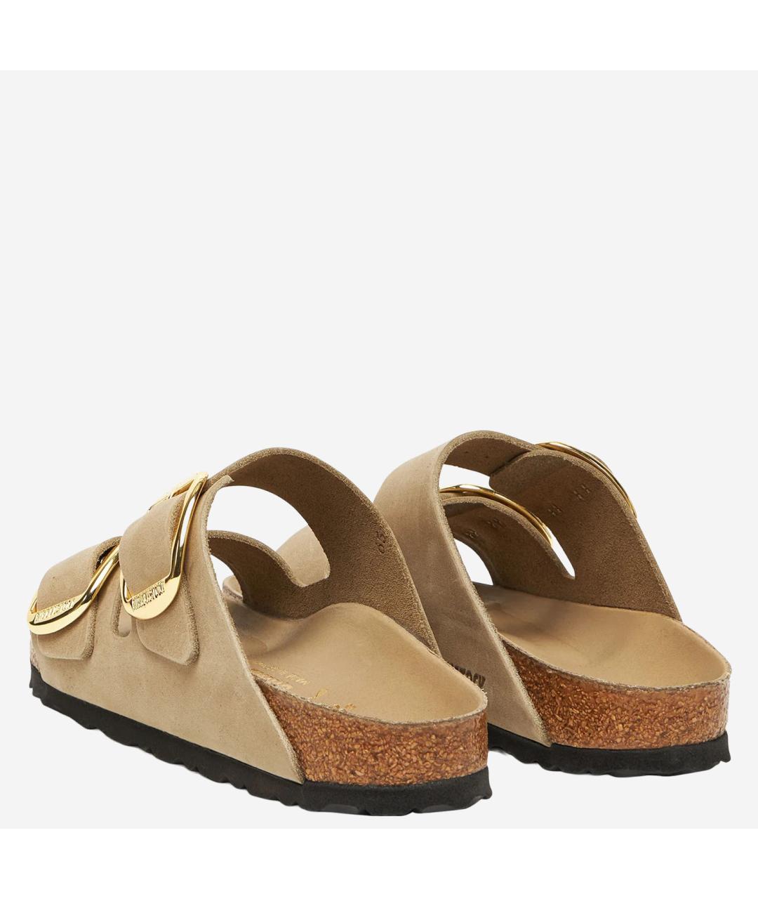 BIRKENSTOCK Бежевые кожаные шлепанцы, фото 4