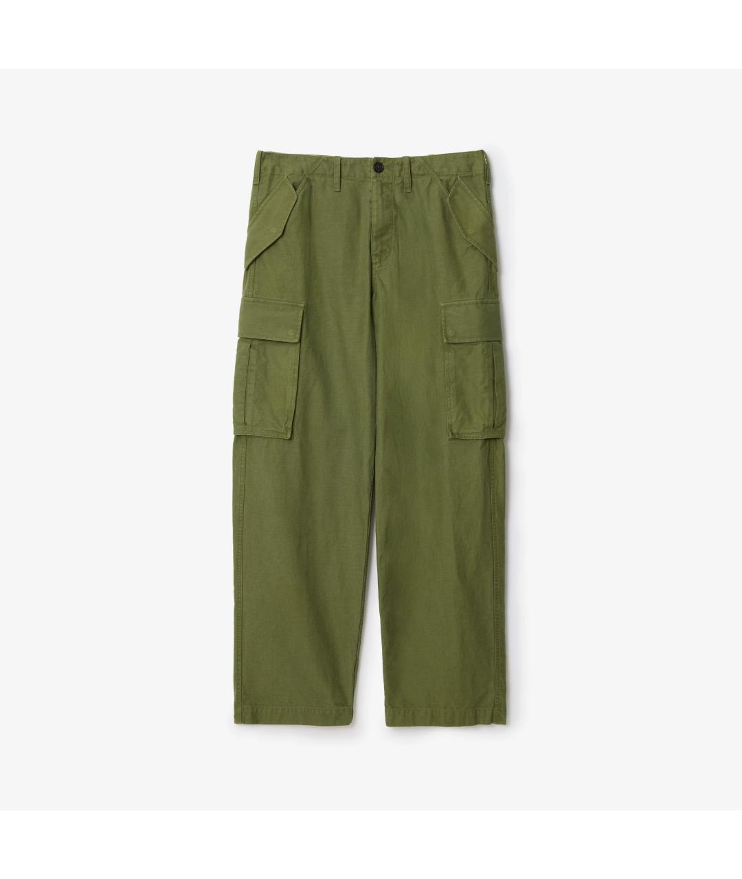 BURBERRY Зеленые хлопковые повседневные брюки, фото 5