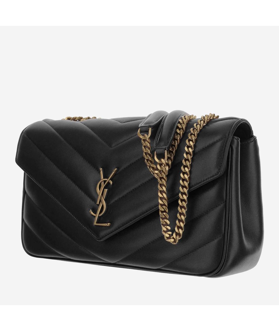 SAINT LAURENT Черная кожаная сумка через плечо, фото 2