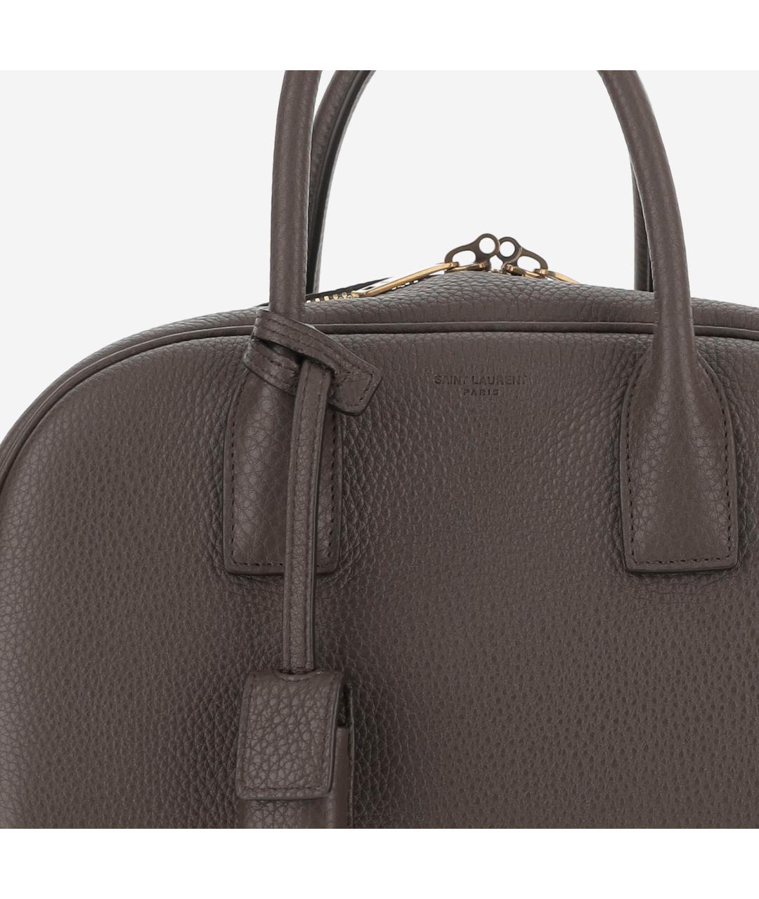 SAINT LAURENT Коричневая кожаная сумка тоут, фото 4