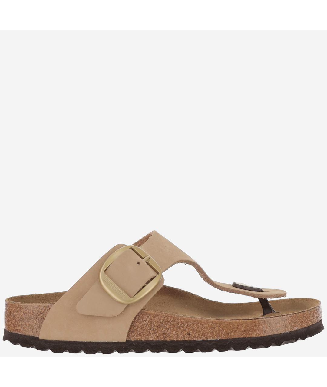 BIRKENSTOCK Бежевые кожаные шлепанцы, фото 6