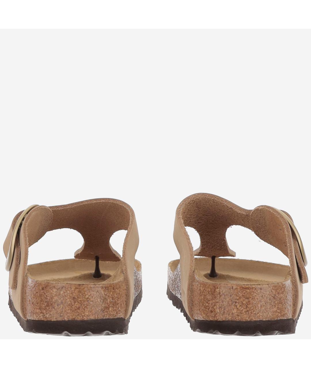 BIRKENSTOCK Бежевые кожаные шлепанцы, фото 4