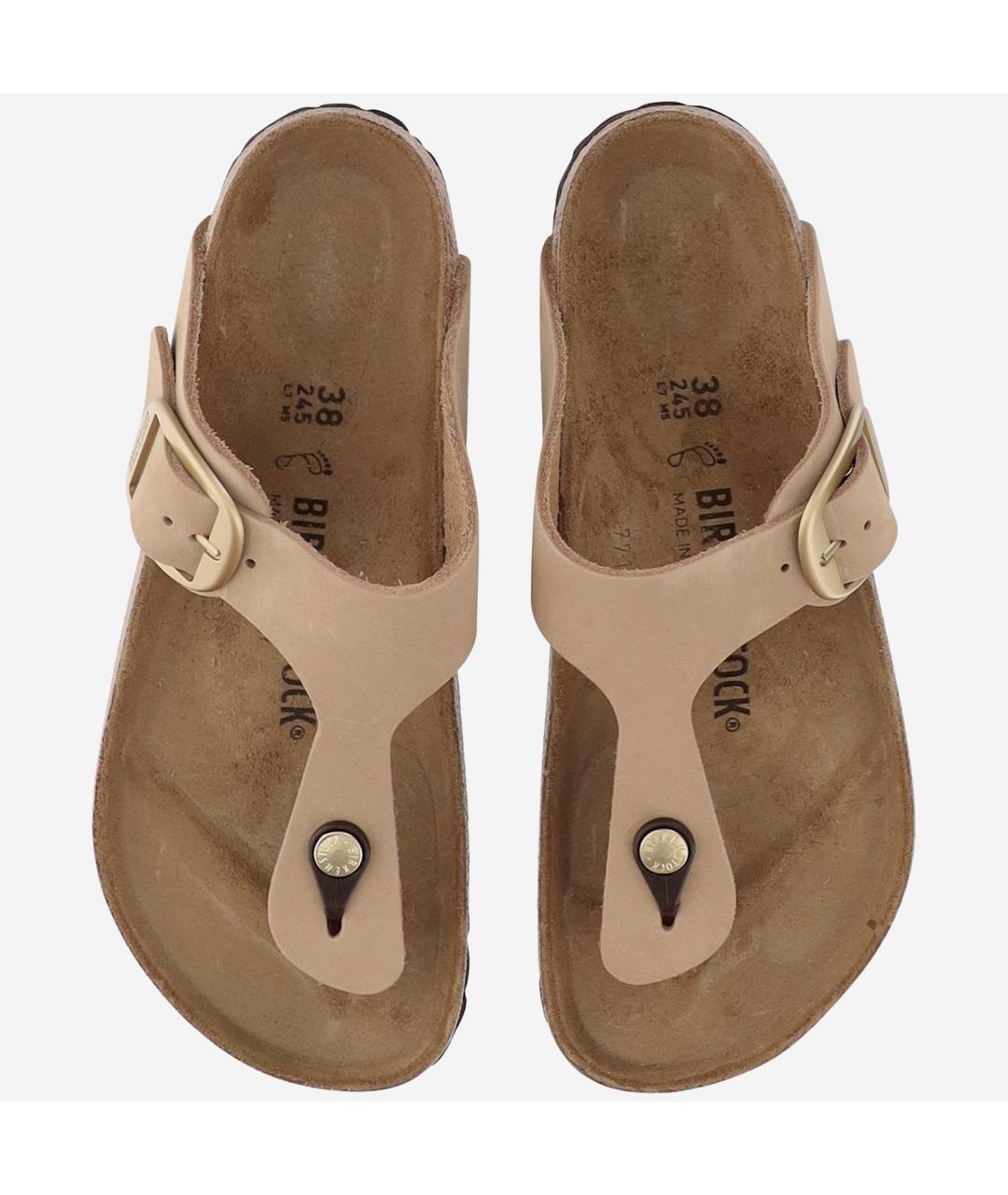 BIRKENSTOCK Бежевые кожаные шлепанцы, фото 2