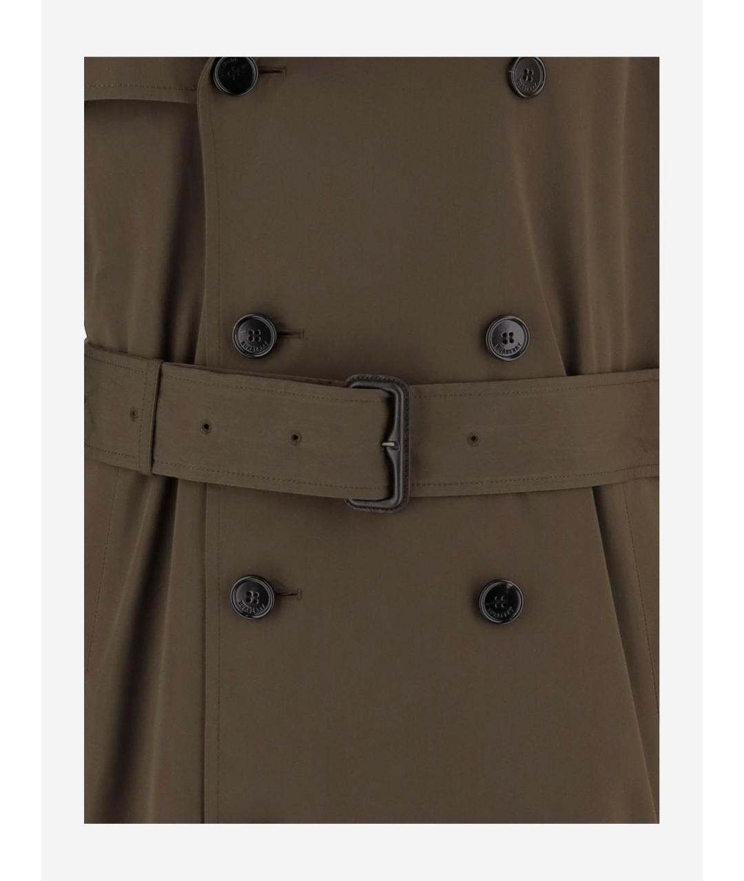 BURBERRY Зеленый хлопковый тренч / плащ, фото 3