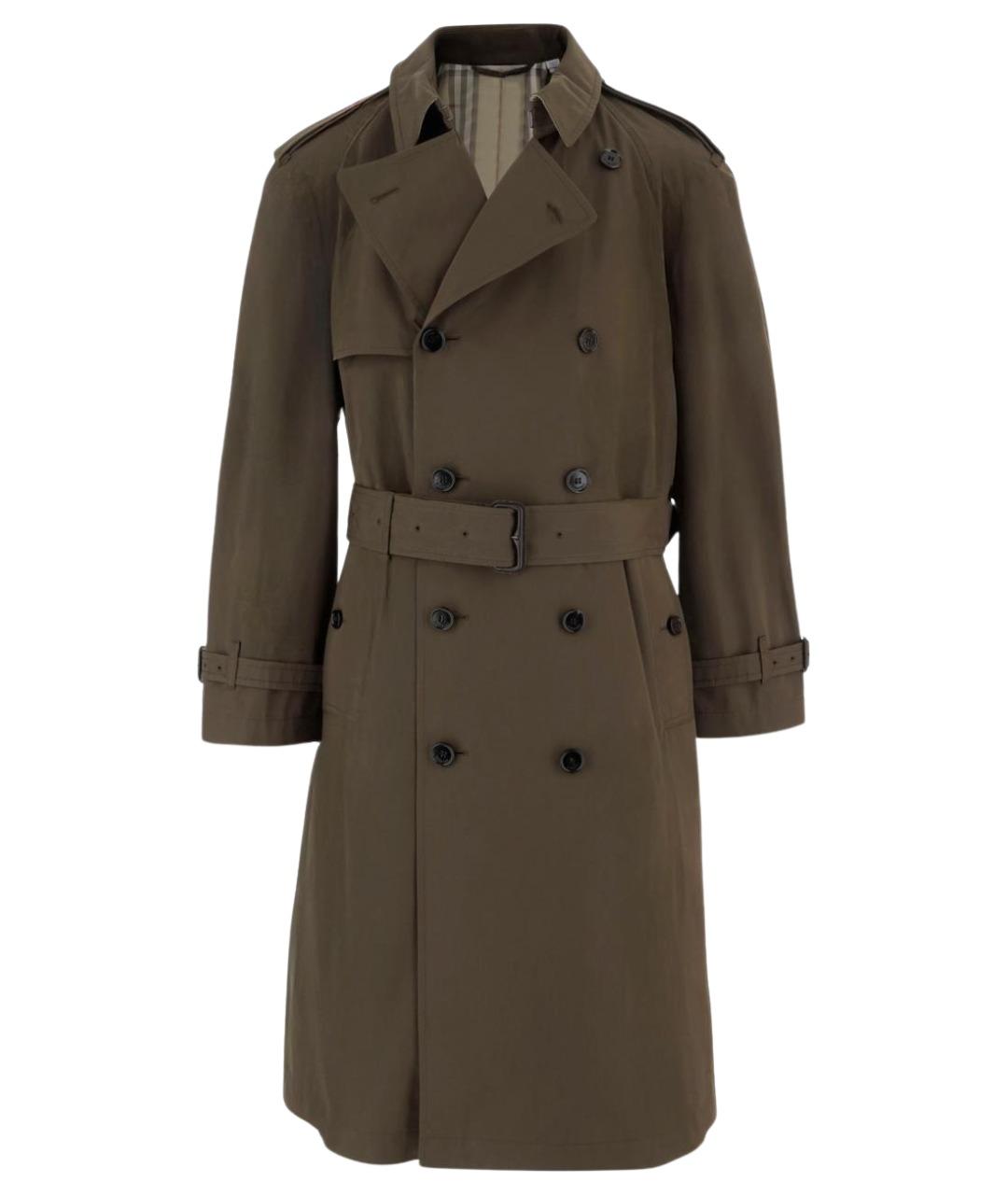 BURBERRY Зеленый хлопковый тренч / плащ, фото 1