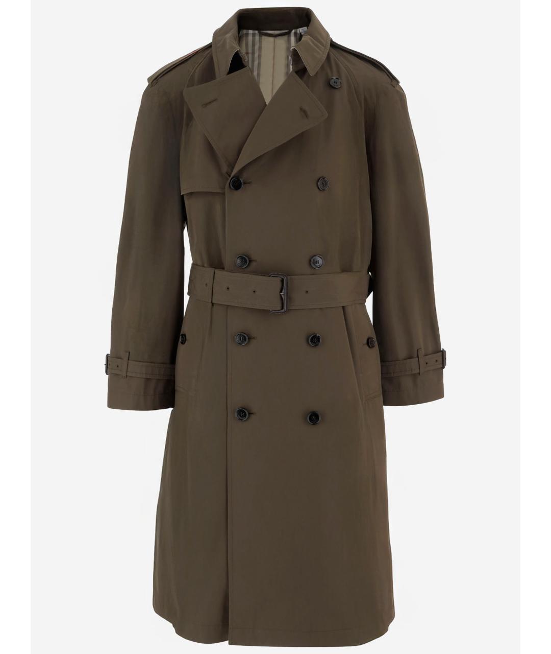 BURBERRY Зеленый хлопковый тренч / плащ, фото 4