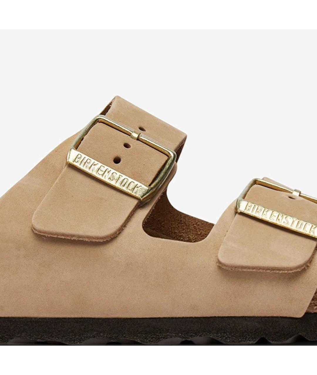 BIRKENSTOCK Бежевые кожаные шлепанцы, фото 5