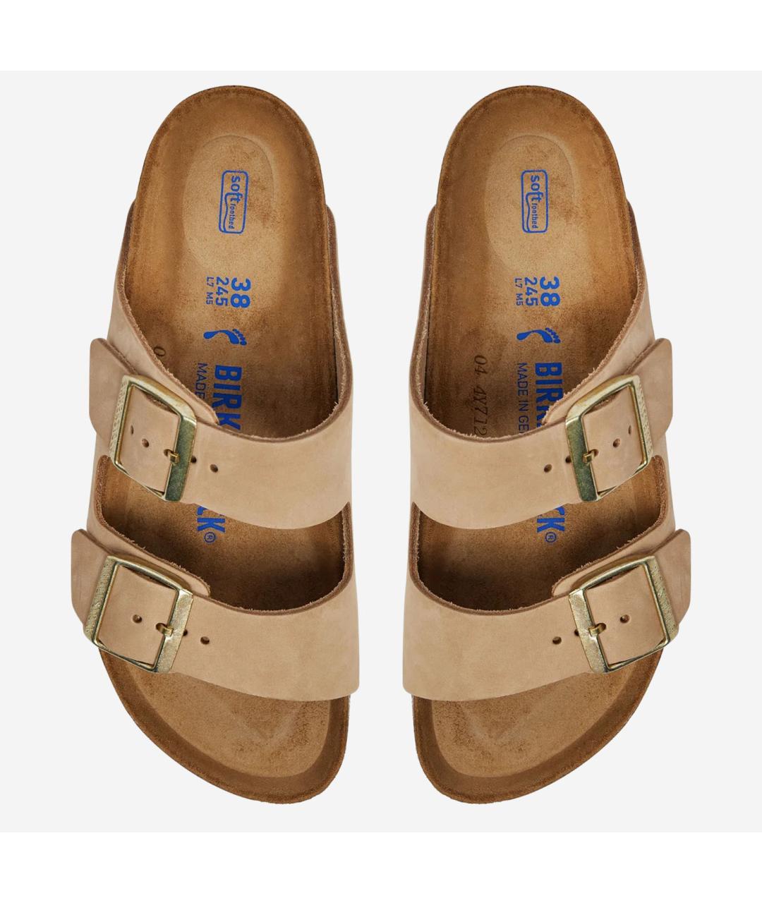 BIRKENSTOCK Бежевые кожаные шлепанцы, фото 2