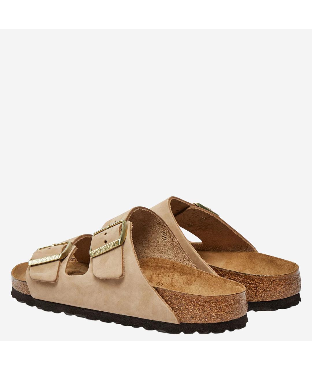 BIRKENSTOCK Бежевые кожаные шлепанцы, фото 4