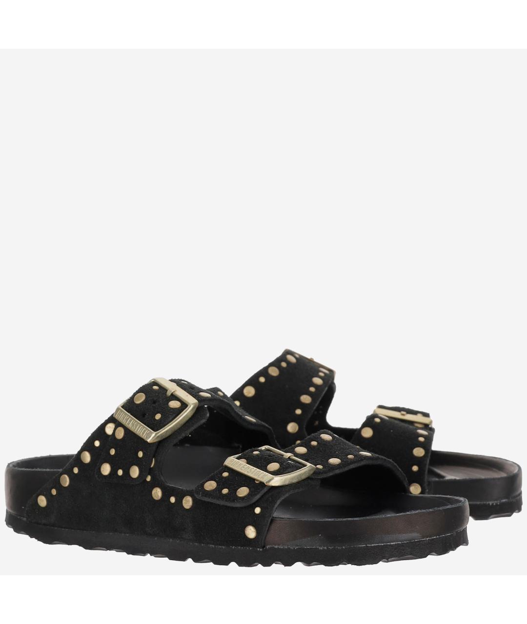 BIRKENSTOCK Черные кожаные шлепанцы, фото 2