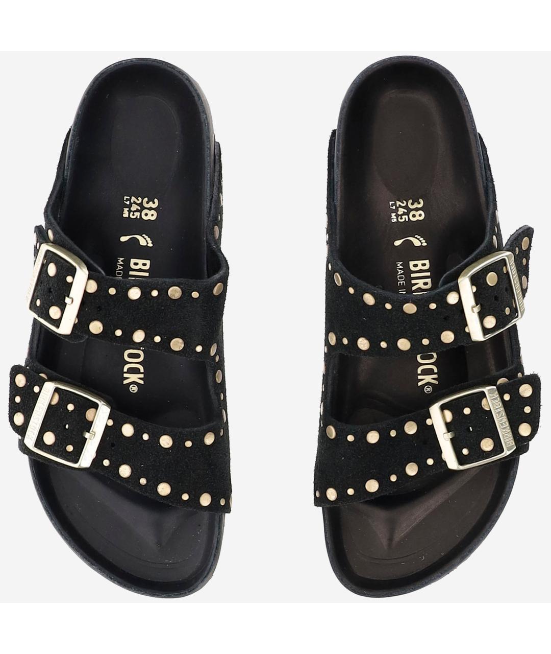 BIRKENSTOCK Черные кожаные шлепанцы, фото 4