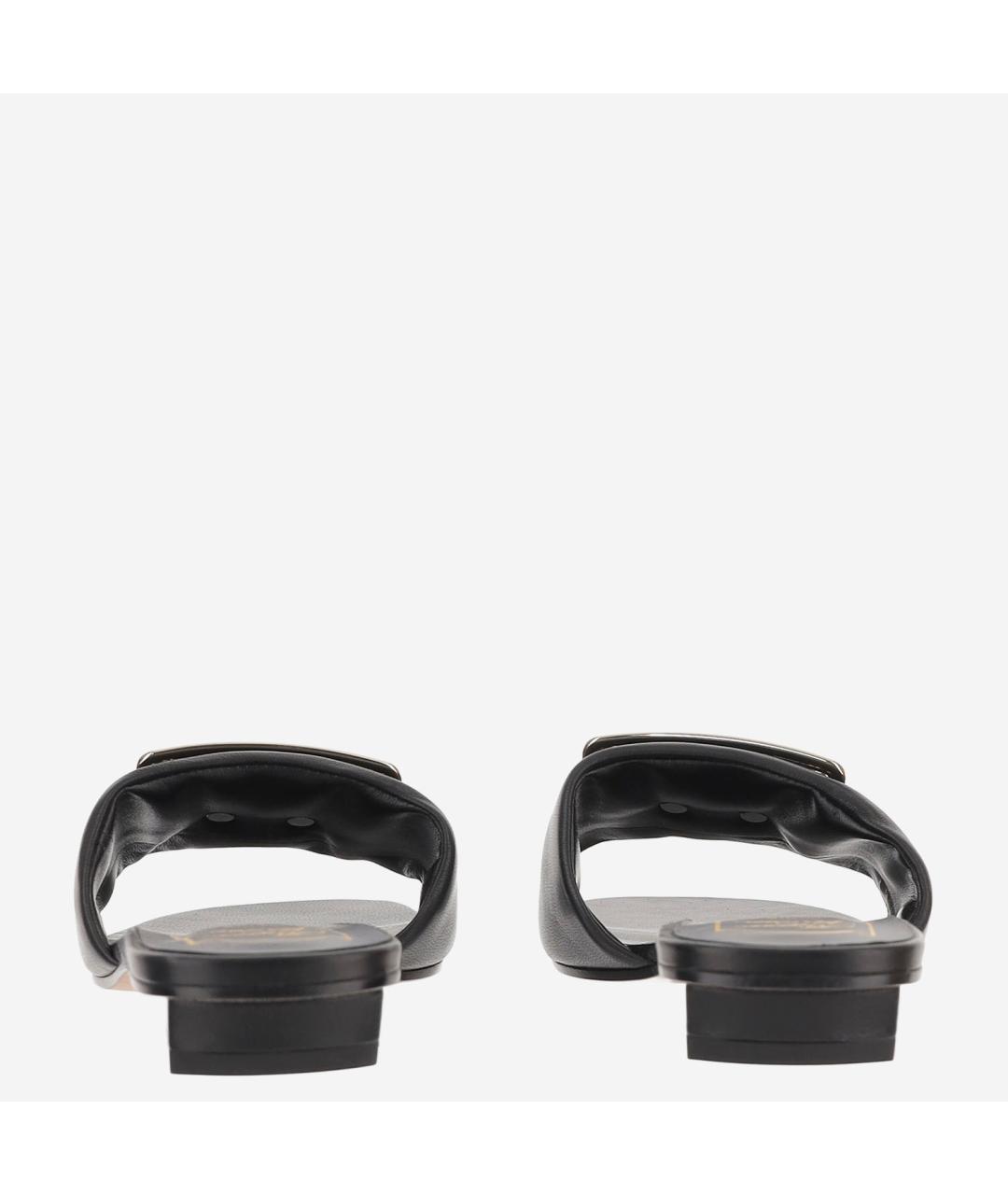 ROGER VIVIER Черные кожаные шлепанцы, фото 3