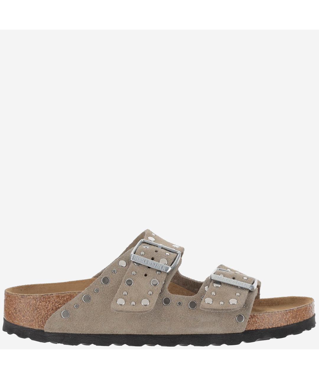 BIRKENSTOCK Бежевые замшевые шлепанцы, фото 6