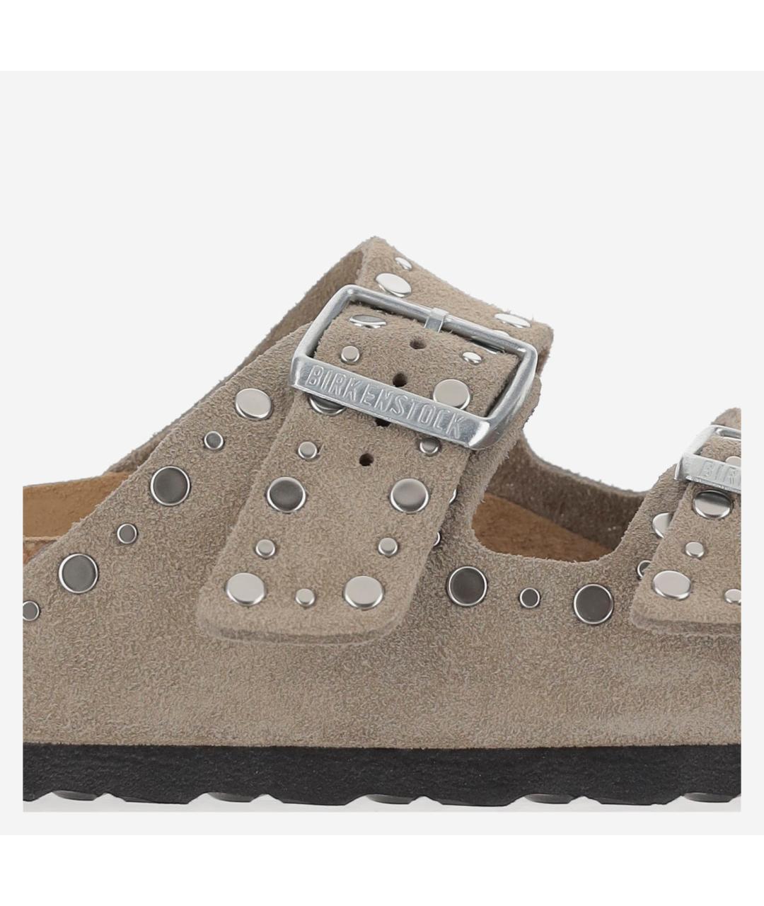 BIRKENSTOCK Бежевые замшевые шлепанцы, фото 5