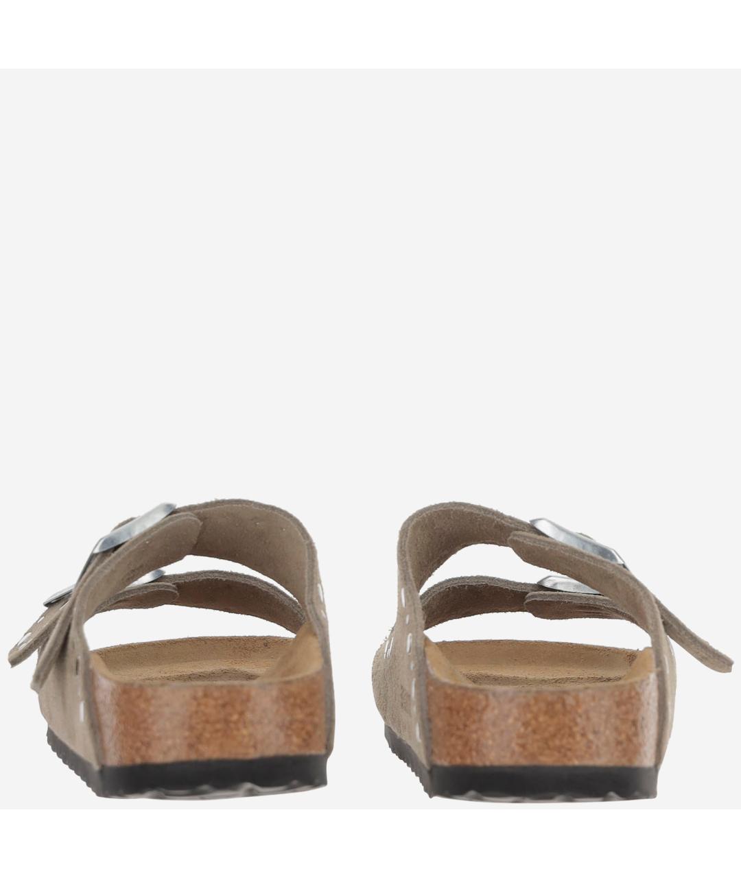 BIRKENSTOCK Бежевые замшевые шлепанцы, фото 4