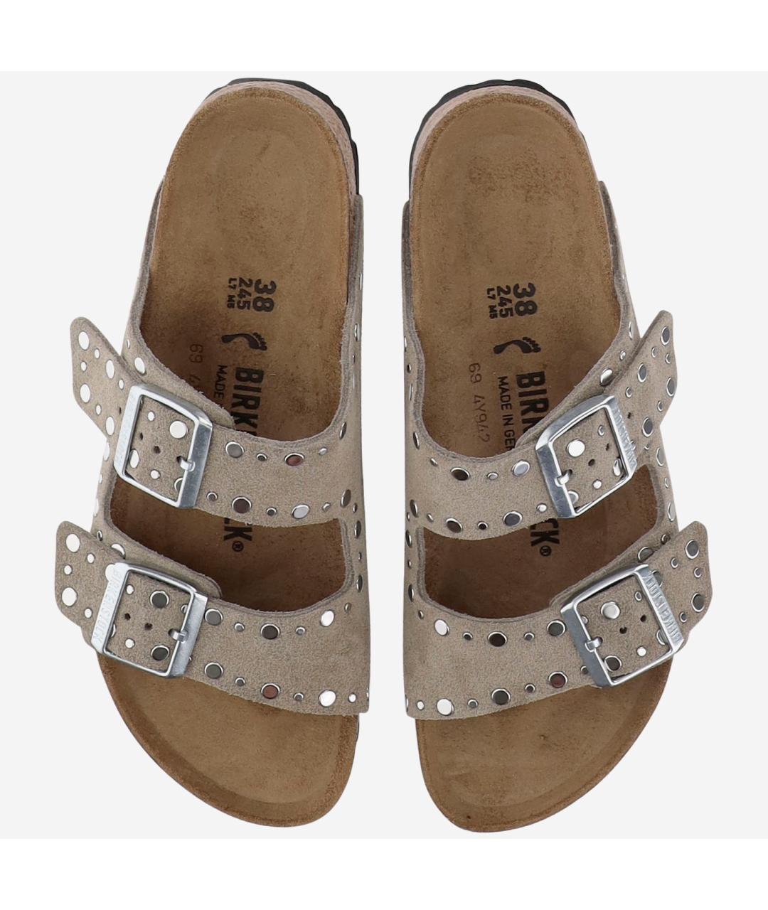 BIRKENSTOCK Бежевые замшевые шлепанцы, фото 2