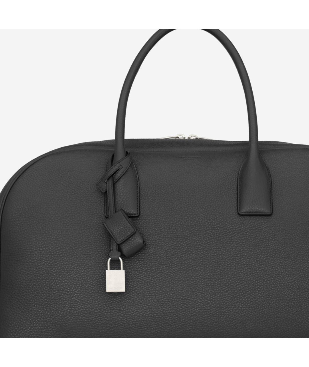 SAINT LAURENT Черная кожаная сумка тоут, фото 5