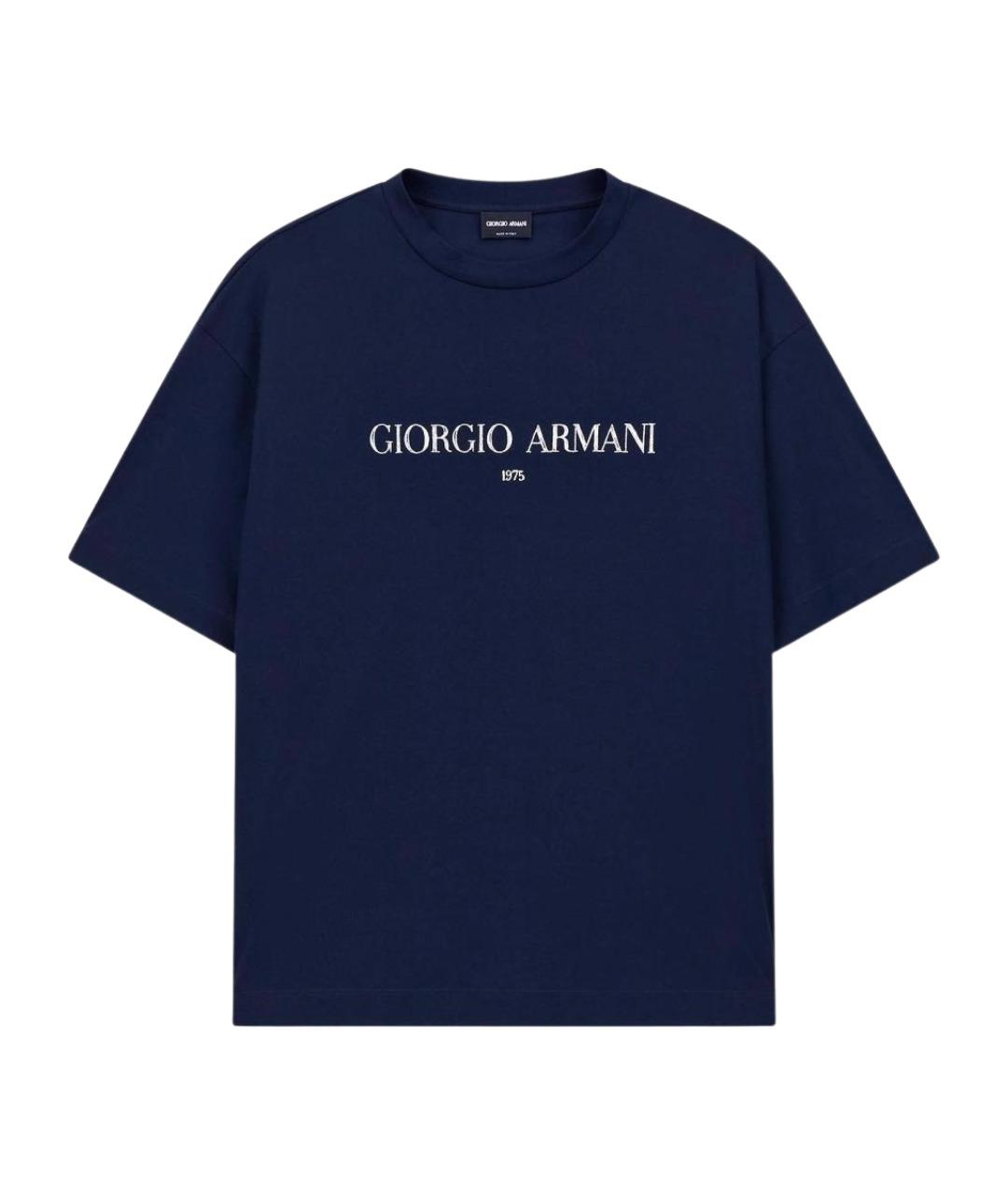 GIORGIO ARMANI Синяя хлопковая футболка, фото 1