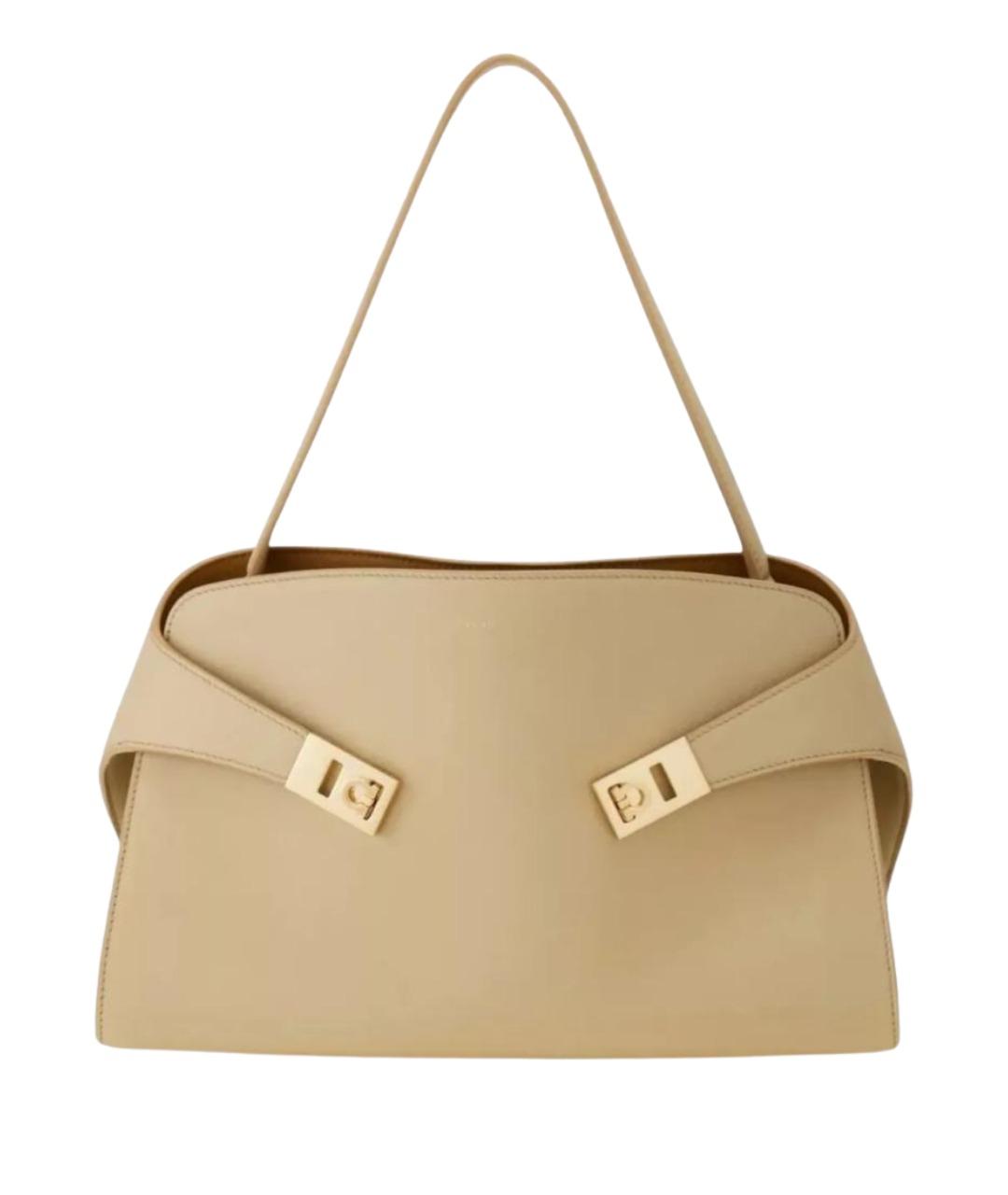 FERRAGAMO Бежевая кожаная сумка через плечо, фото 1