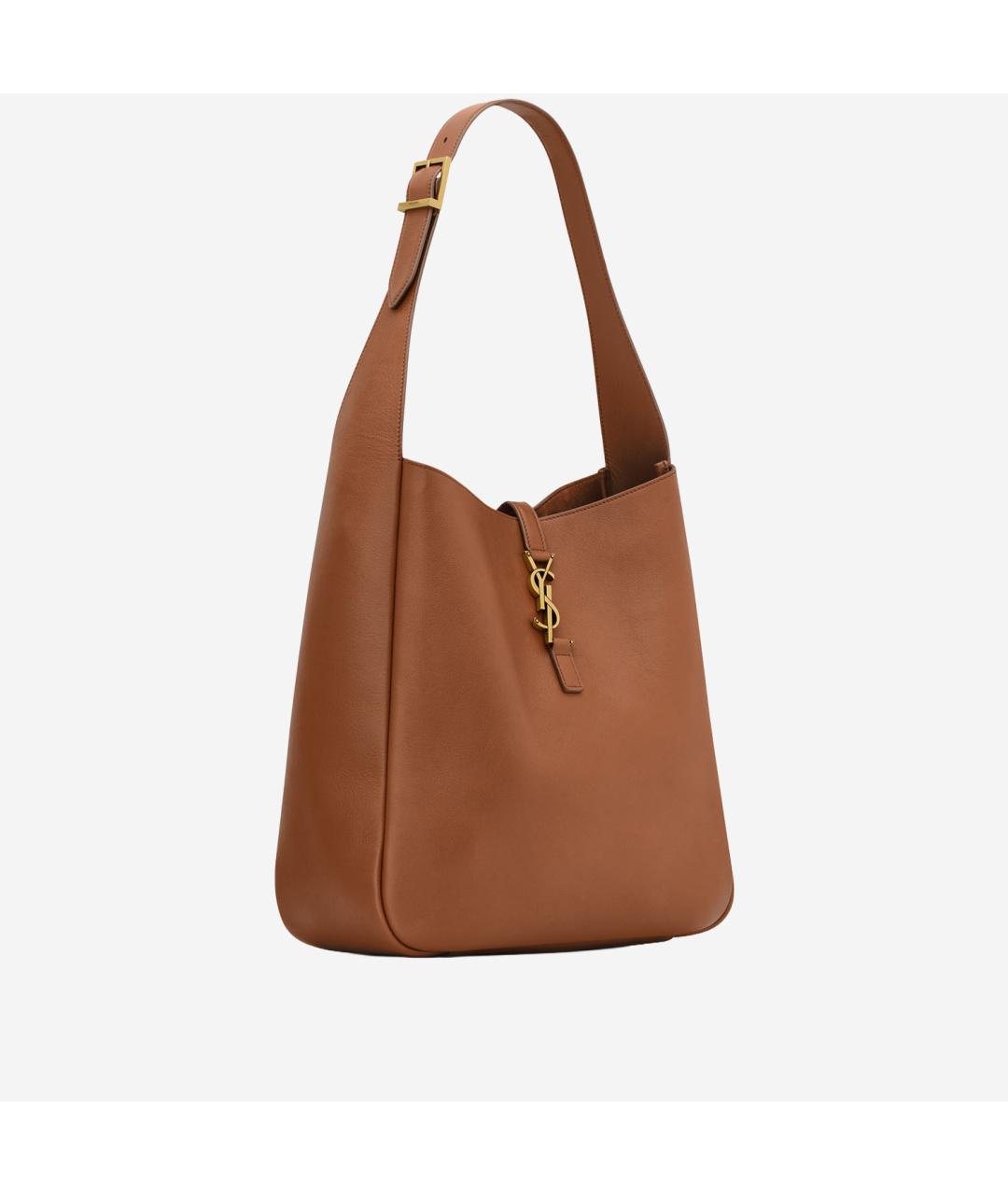 SAINT LAURENT Коричневая кожаная сумка через плечо, фото 2