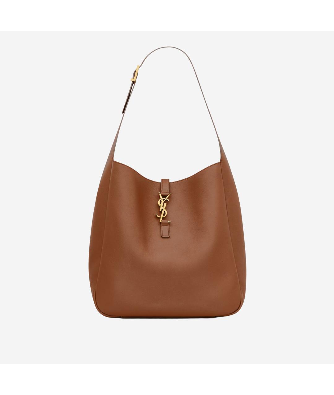 SAINT LAURENT Коричневая кожаная сумка через плечо, фото 5