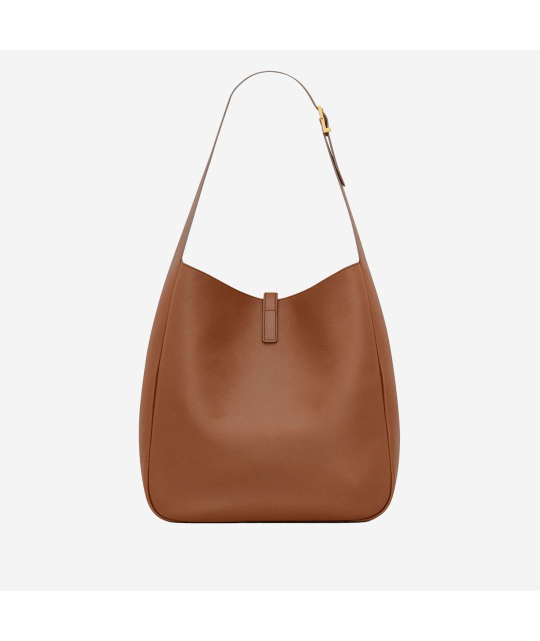 SAINT LAURENT Коричневая кожаная сумка через плечо, фото 3