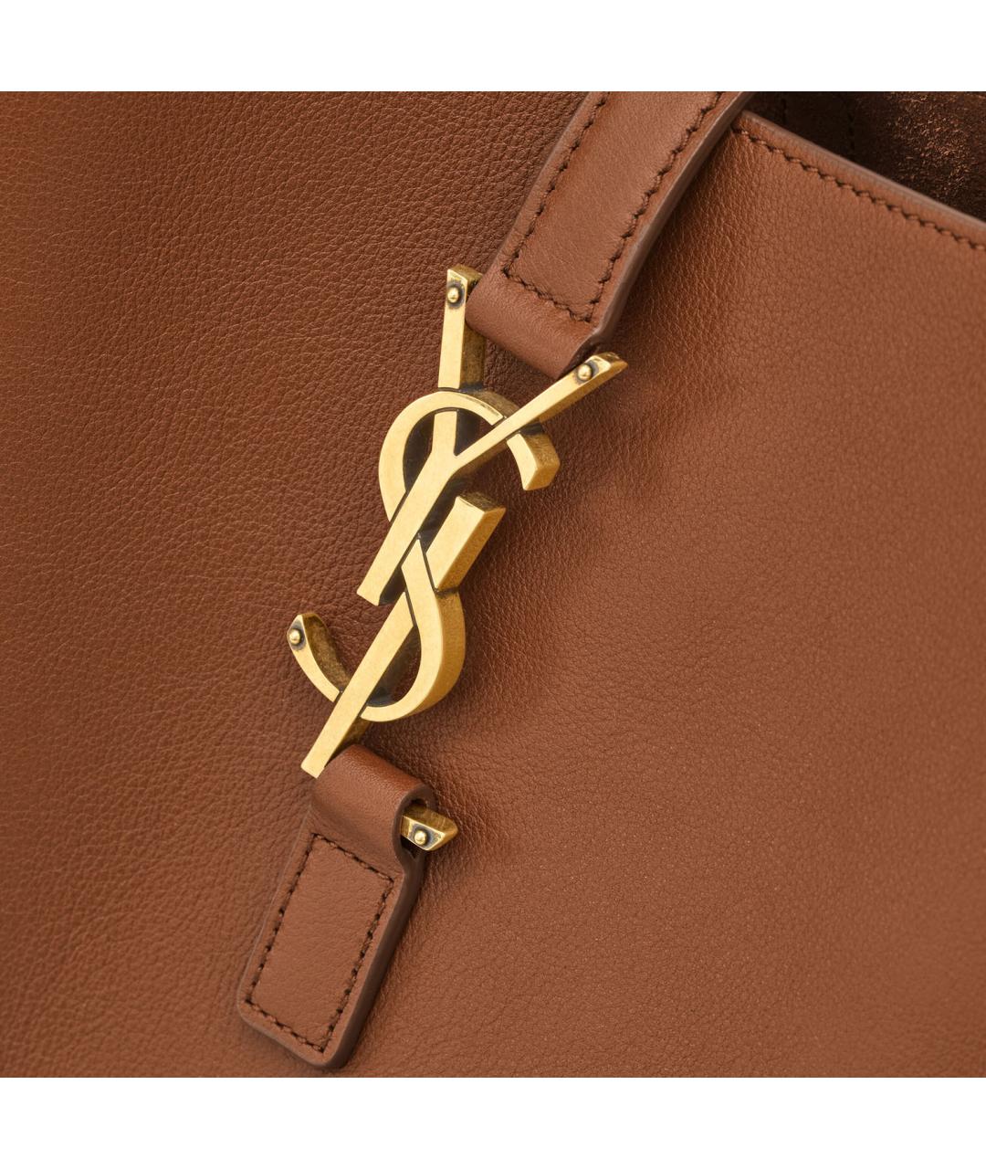 SAINT LAURENT Коричневая кожаная сумка через плечо, фото 4