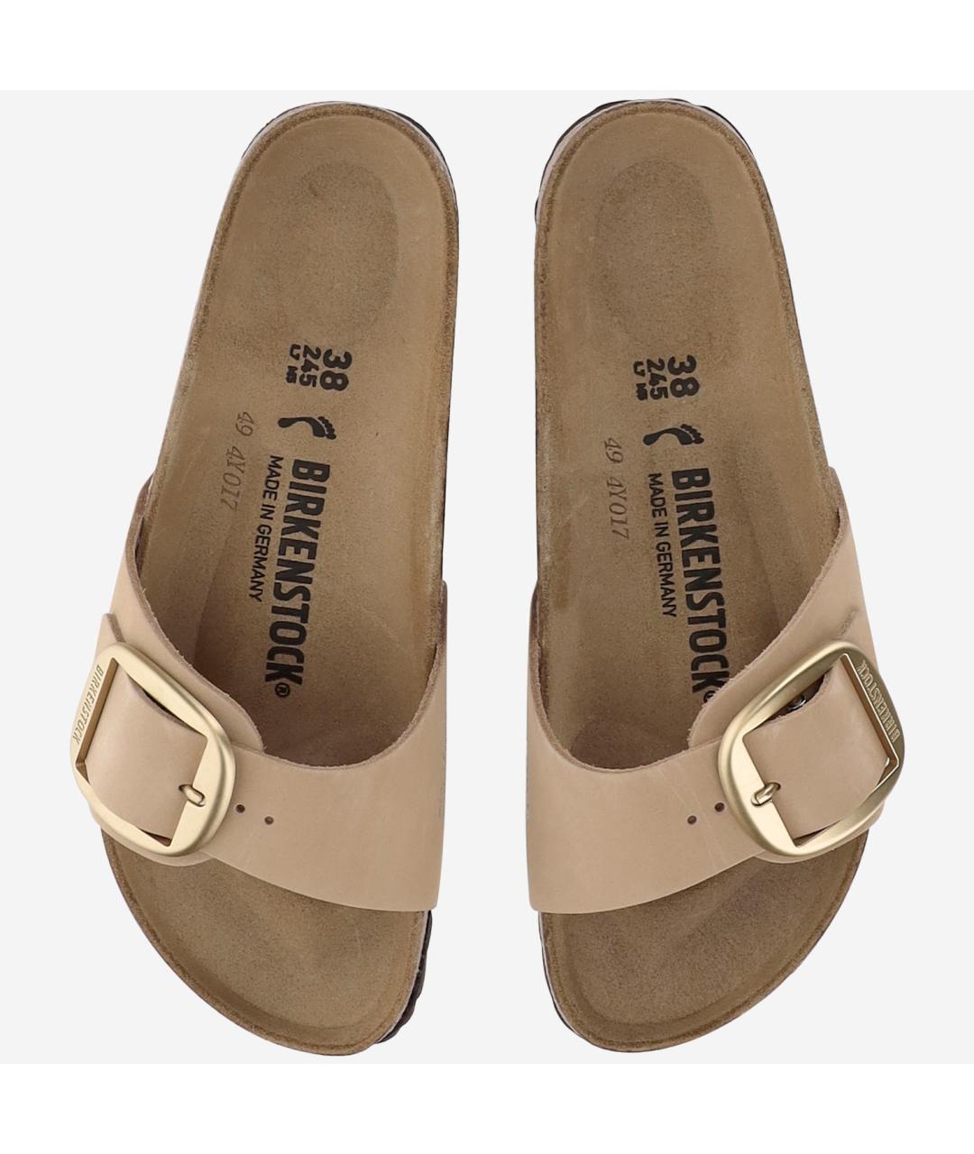 BIRKENSTOCK Бежевые кожаные шлепанцы, фото 2