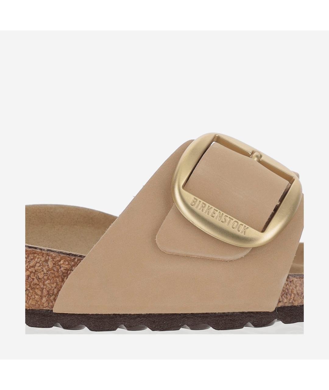 BIRKENSTOCK Бежевые кожаные шлепанцы, фото 5