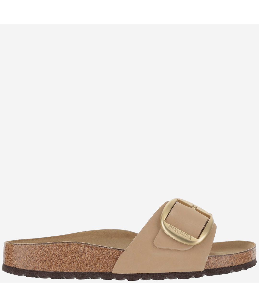 BIRKENSTOCK Бежевые кожаные шлепанцы, фото 6