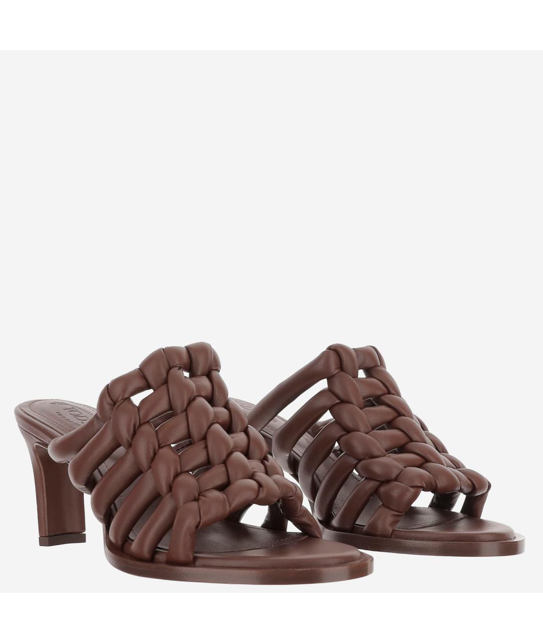 TOD'S Коричневые кожаные мюли, фото 2