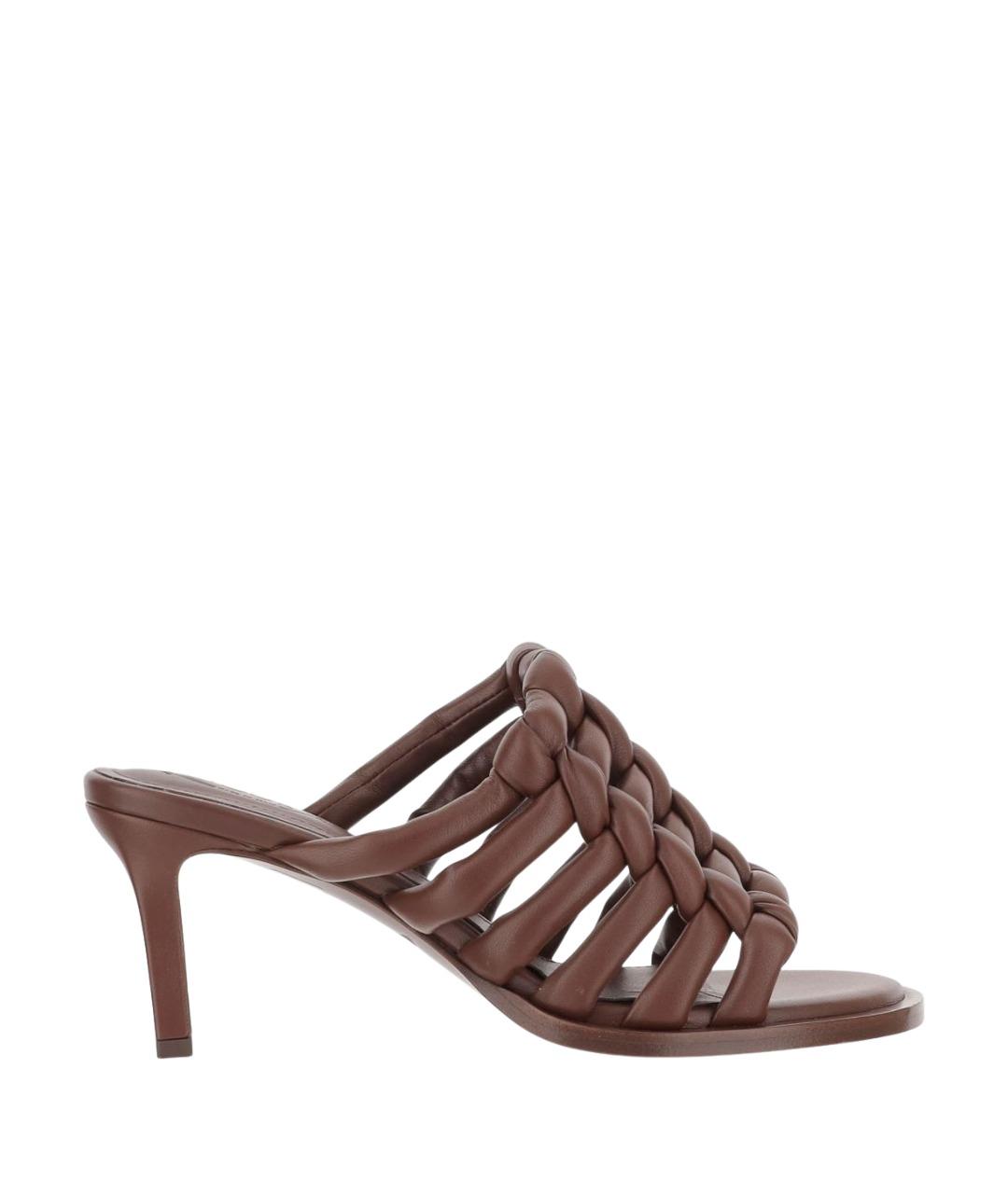 TOD'S Коричневые кожаные мюли, фото 1