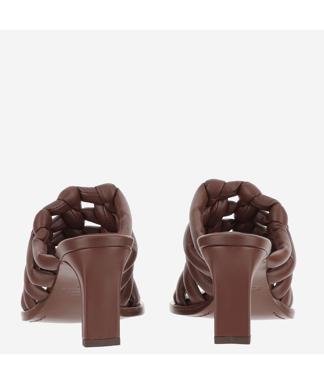 TOD'S Коричневые кожаные мюли, фото 3