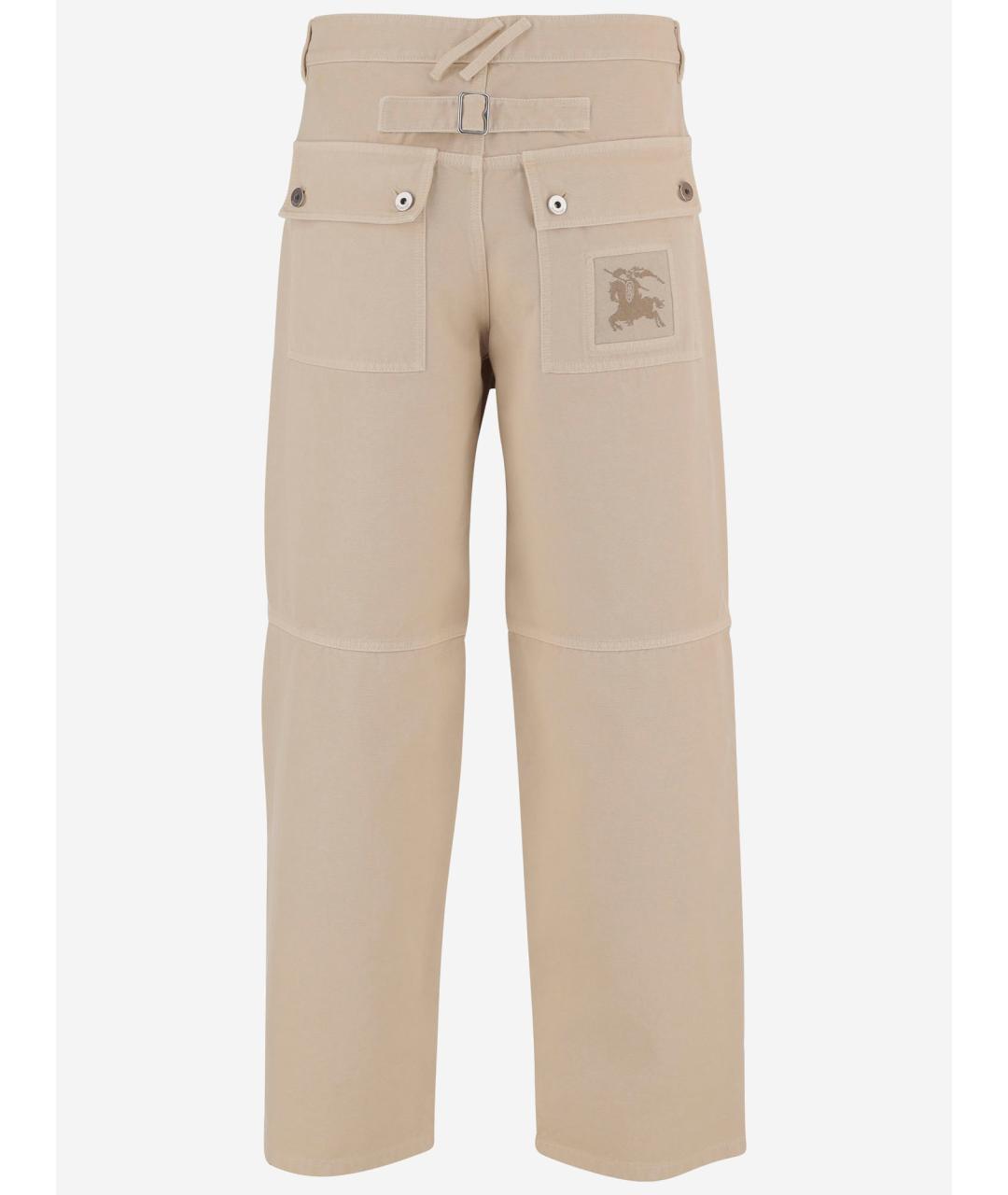 BURBERRY Бежевые хлопковые повседневные брюки, фото 2