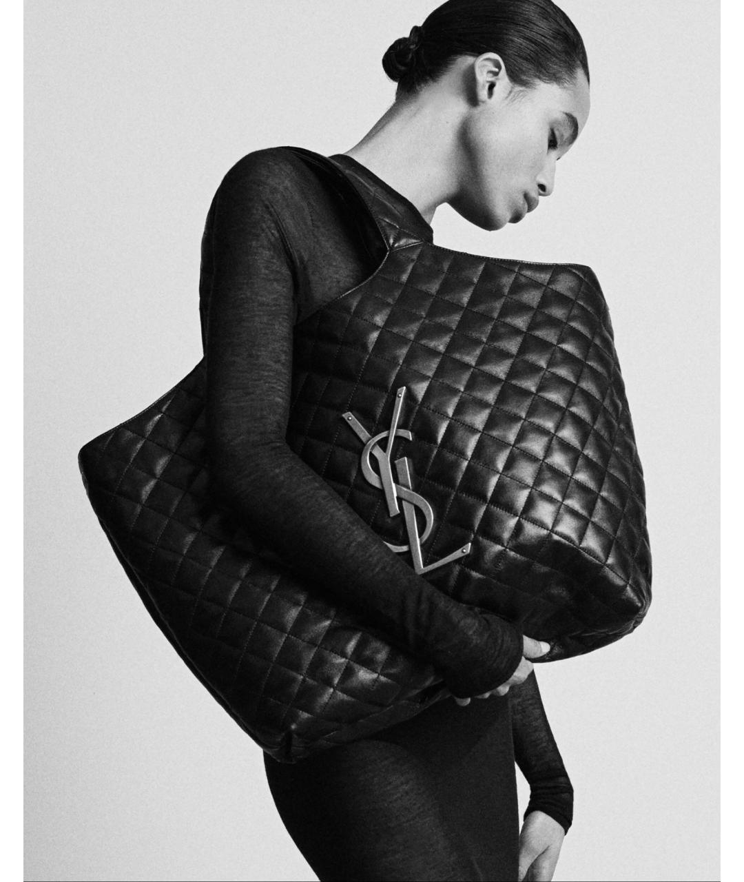 SAINT LAURENT Бордовая кожаная сумка тоут, фото 2