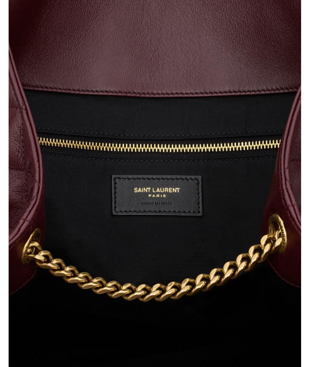 SAINT LAURENT Бордовая кожаная сумка тоут, фото 8