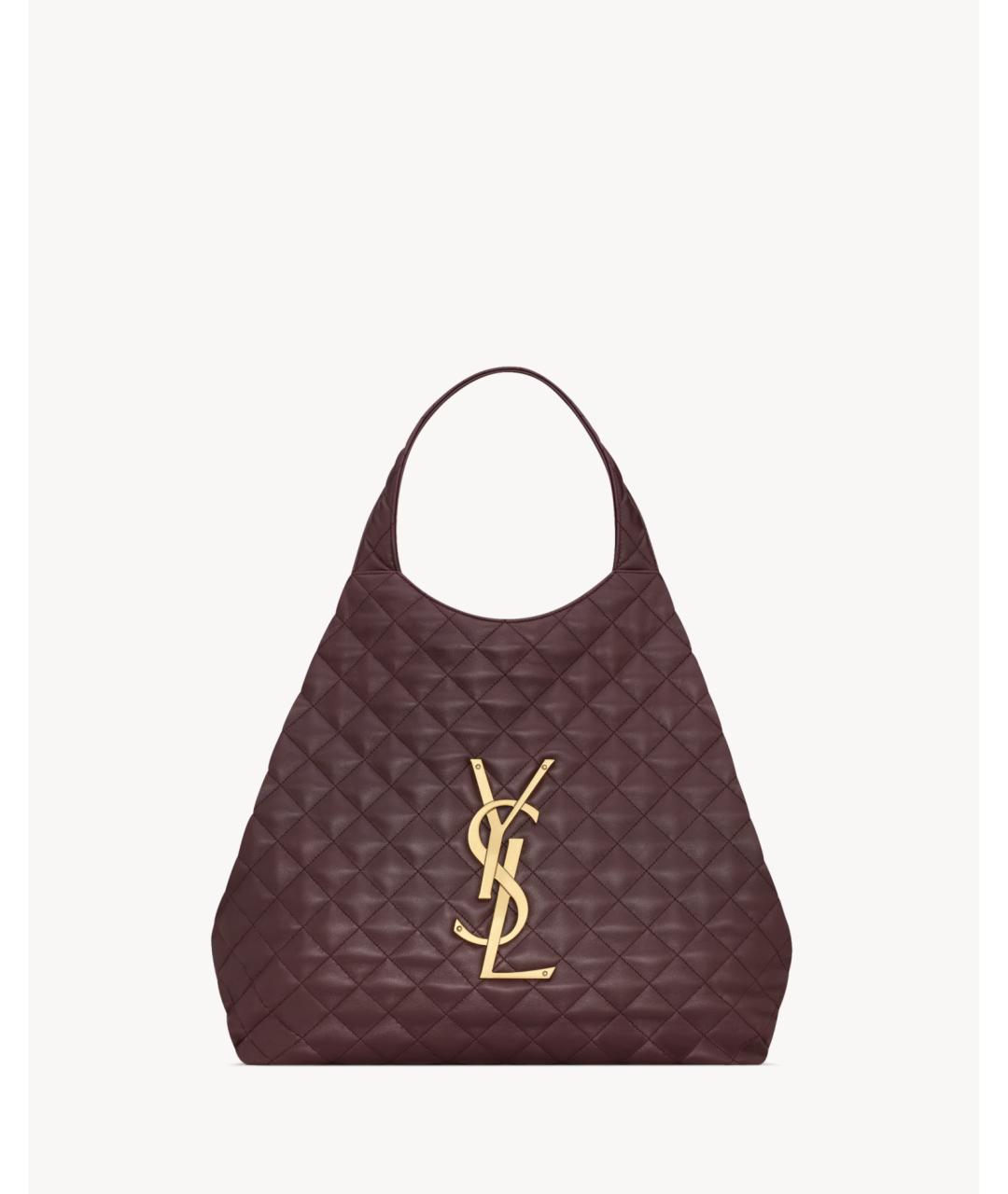 SAINT LAURENT Бордовая кожаная сумка тоут, фото 3