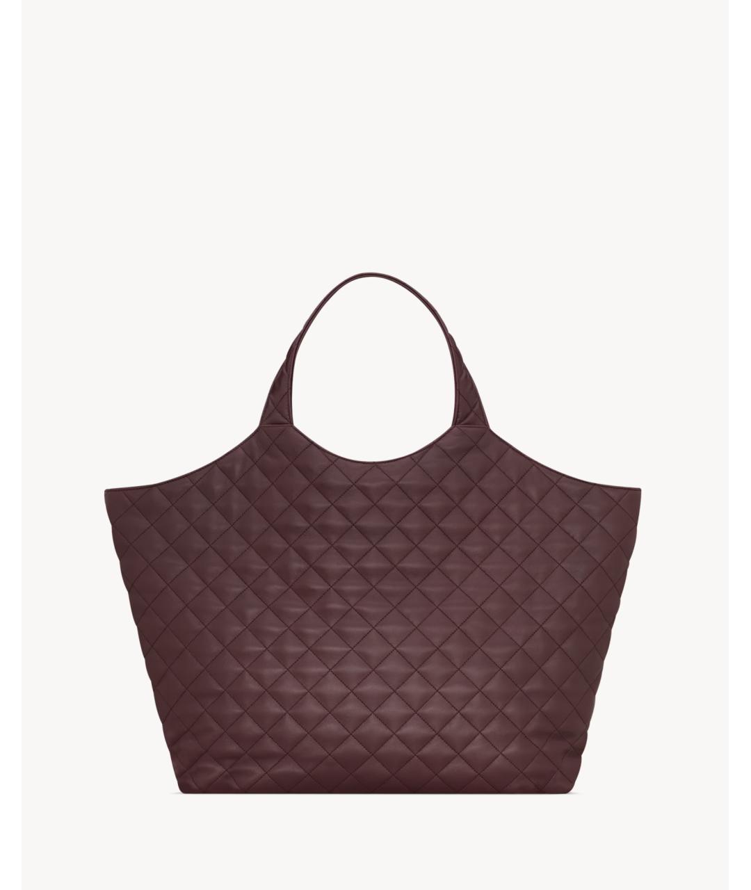 SAINT LAURENT Бордовая кожаная сумка тоут, фото 5