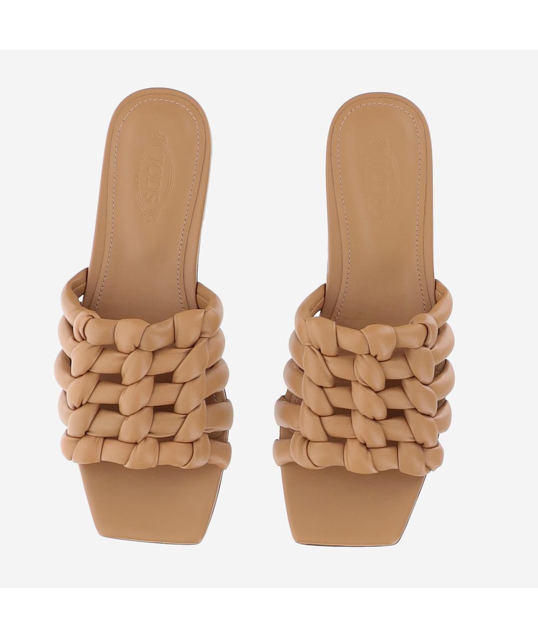 TOD'S Бежевые кожаные сандалии, фото 4