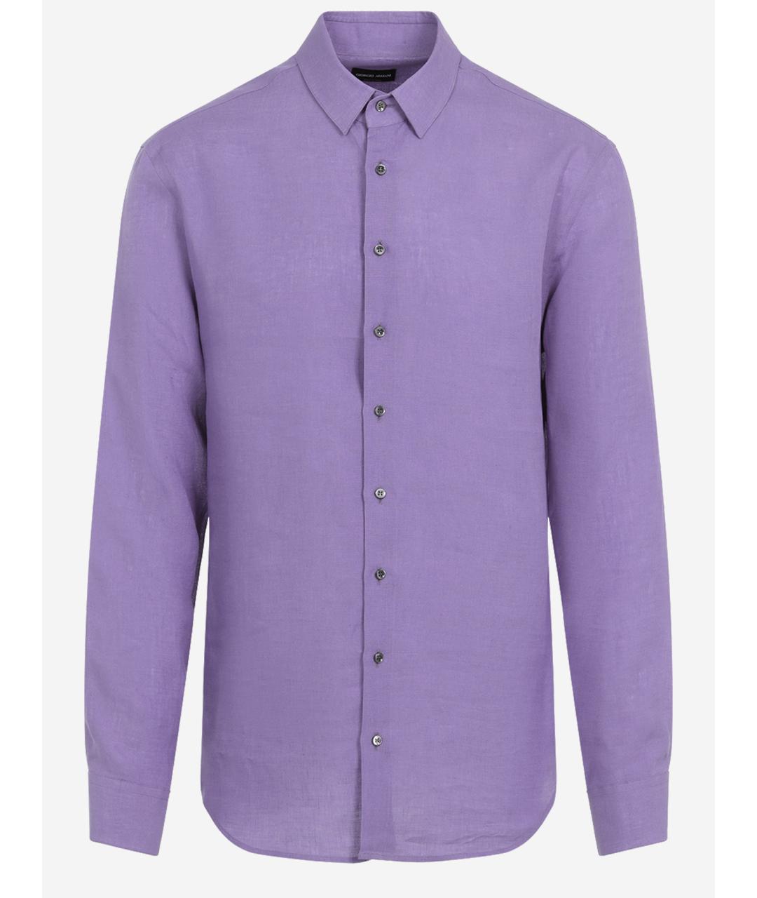 GIORGIO ARMANI Фиолетовая льняная кэжуал рубашка, фото 4