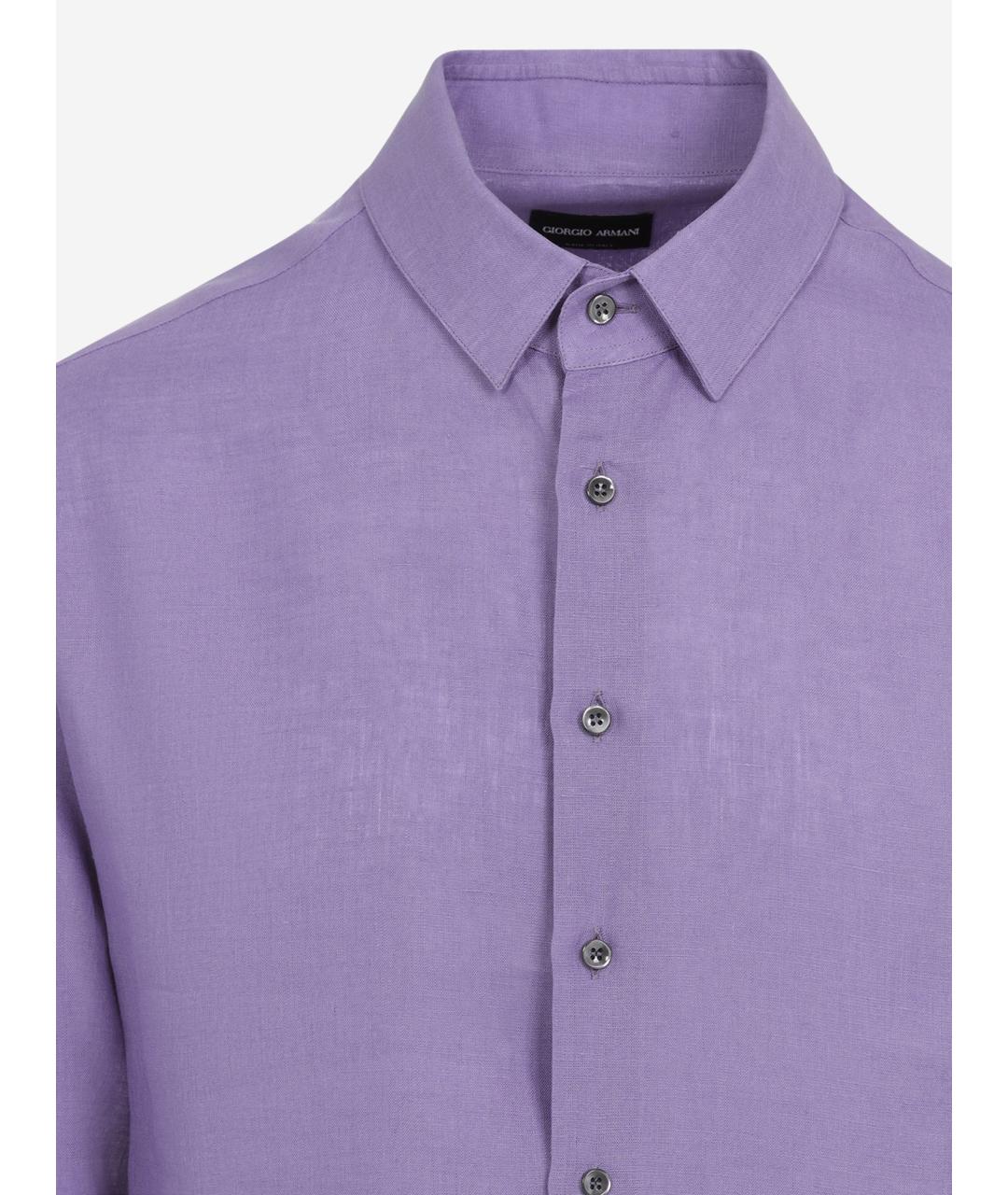 GIORGIO ARMANI Фиолетовая льняная кэжуал рубашка, фото 3