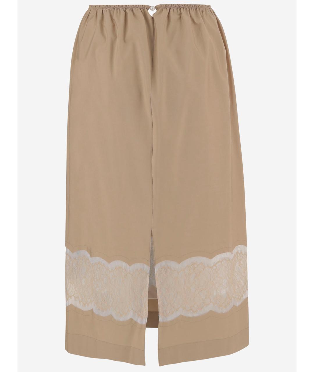 Carven Бежевая хлопковая юбка миди, фото 2