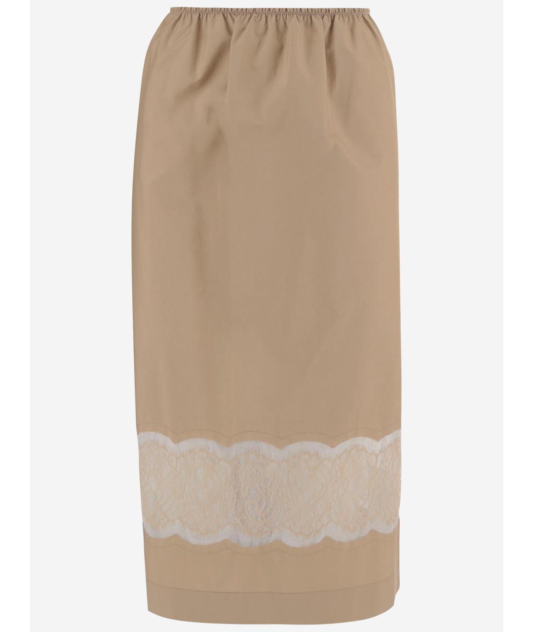 Carven Бежевая хлопковая юбка миди, фото 4